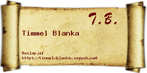 Timmel Blanka névjegykártya